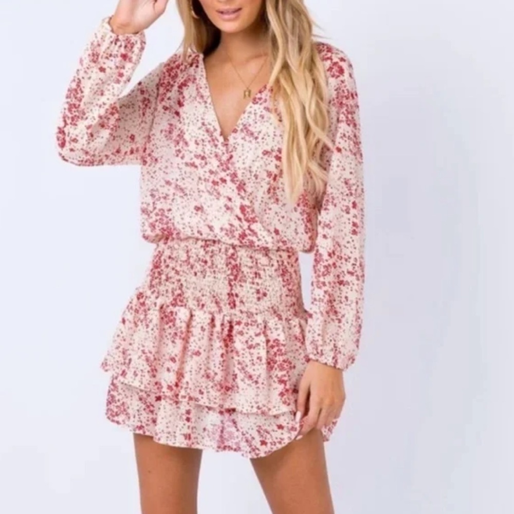 Princess Polly Altona Floral Print Smocked Mini Dress Size 10
